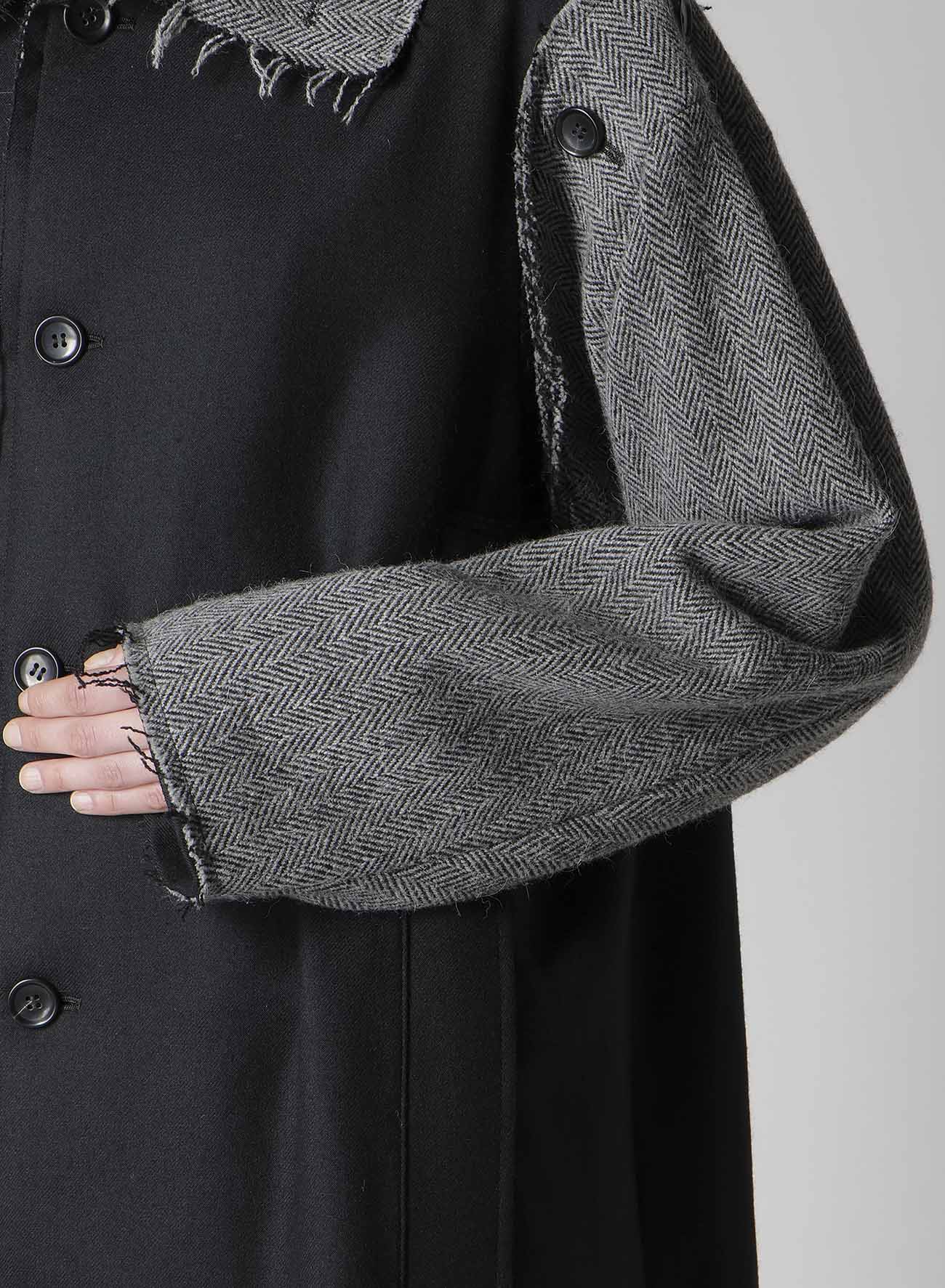 W/SAXONY B/TWEED STAND COAT