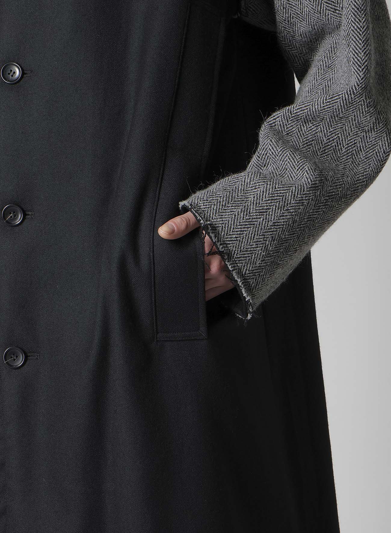 W/SAXONY B/TWEED STAND COAT