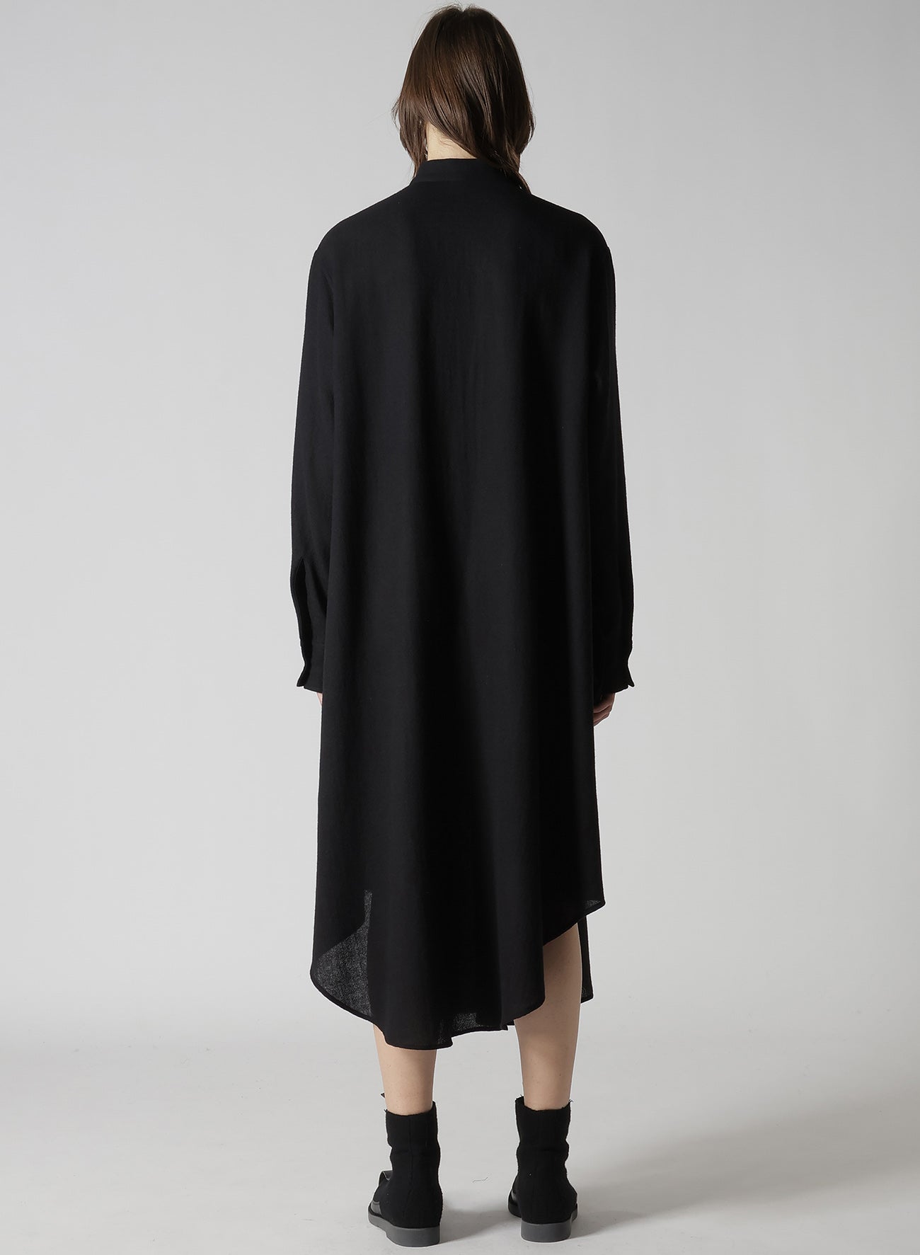 SOFT WOOL A EMBROIDERY BOX POCKET DRESS