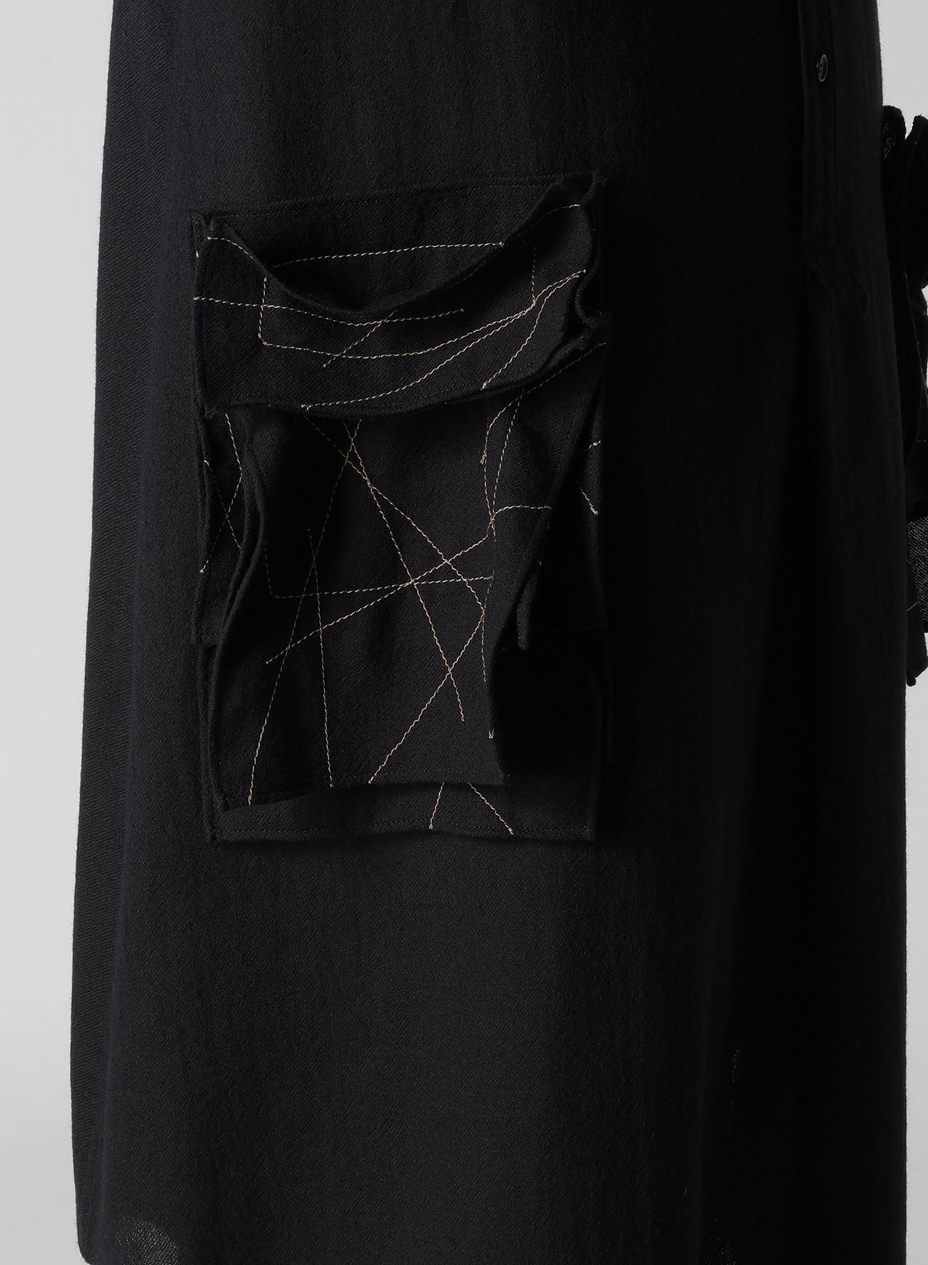 SOFT WOOL A EMBROIDERY BOX POCKET DRESS
