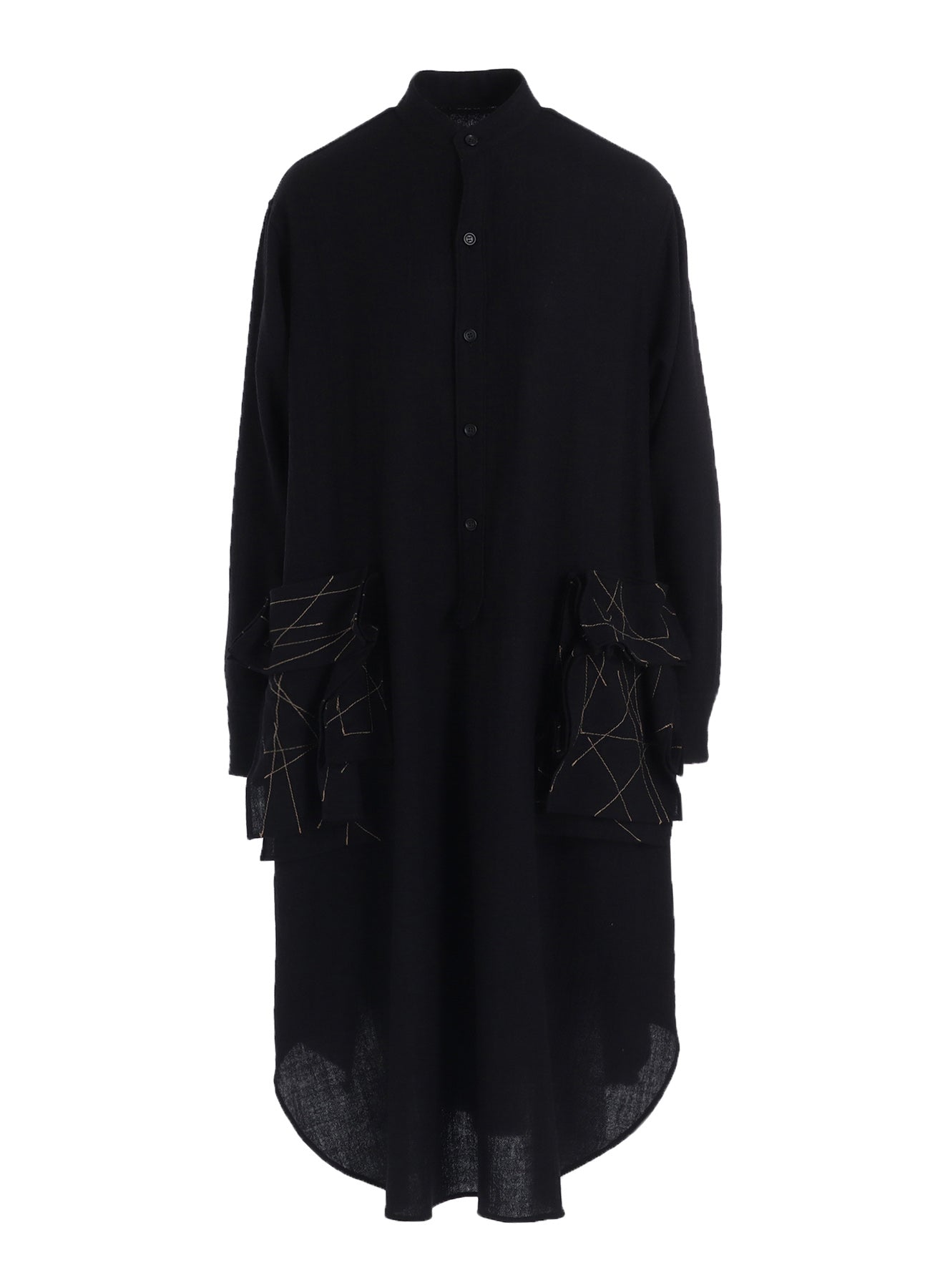 SOFT WOOL A EMBROIDERY BOX POCKET DRESS