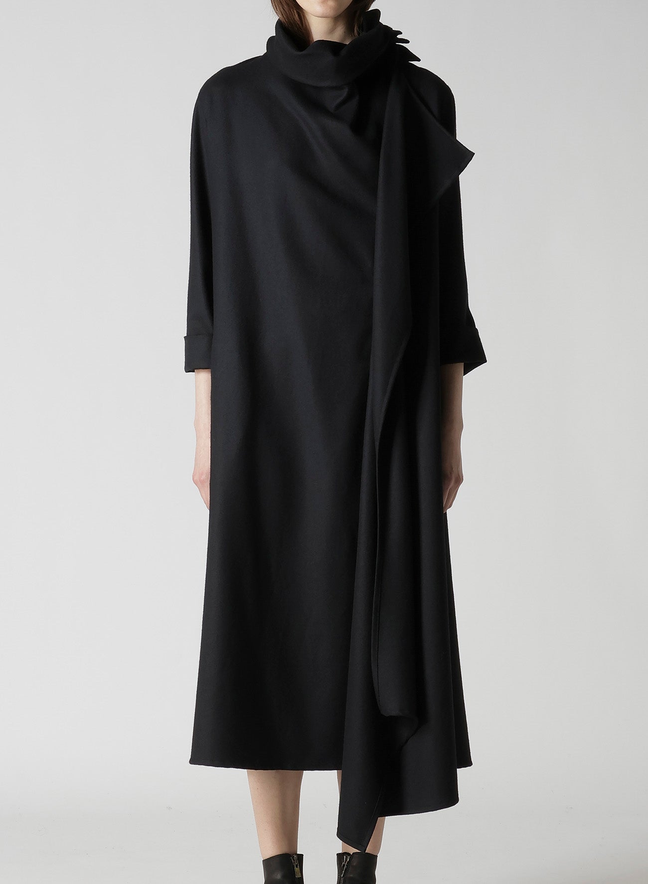 W/SAXONY DRAPED NECK DRESS