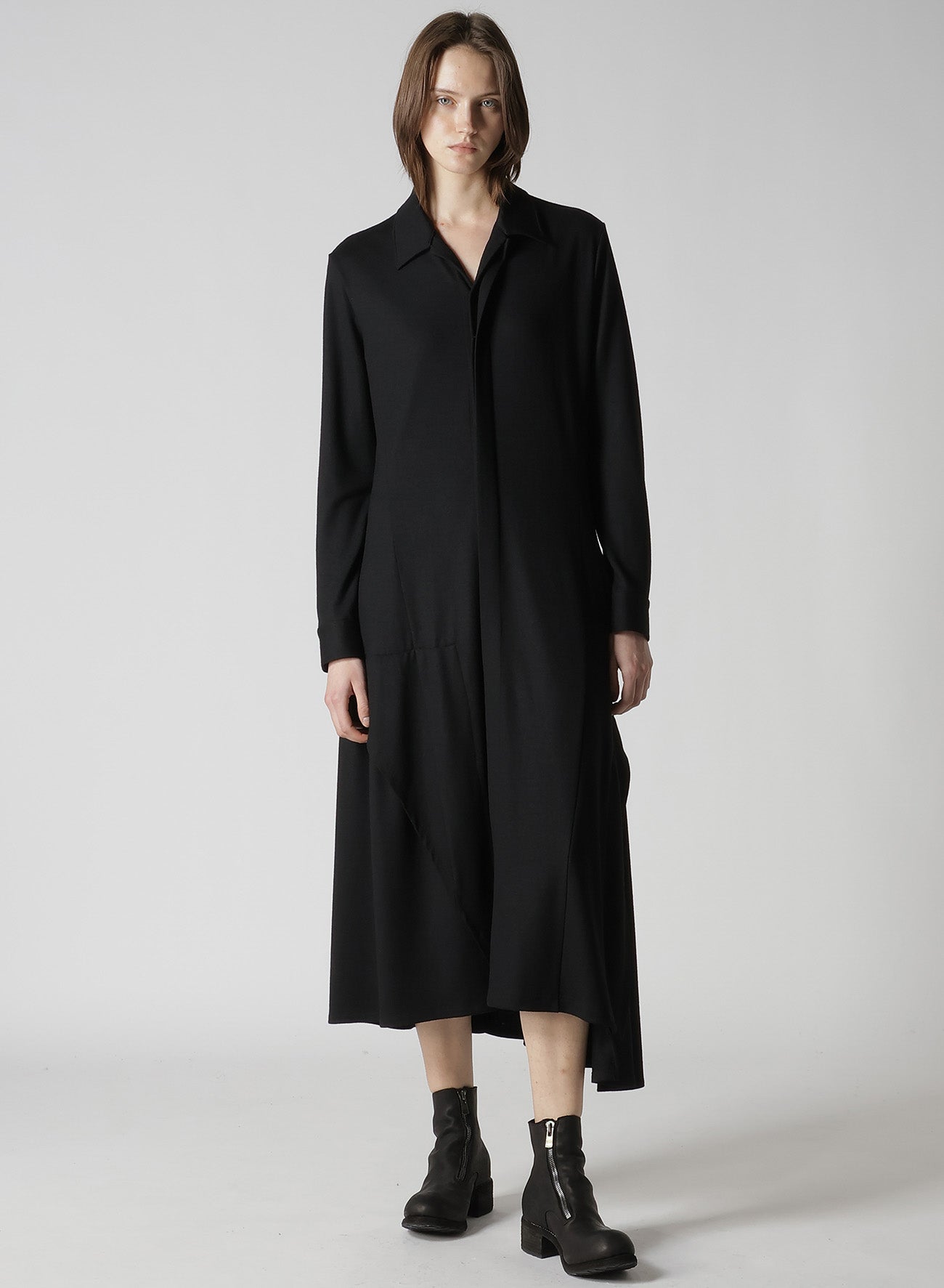 WASHABLE WOOL O COLLAR SHIRT DRESS