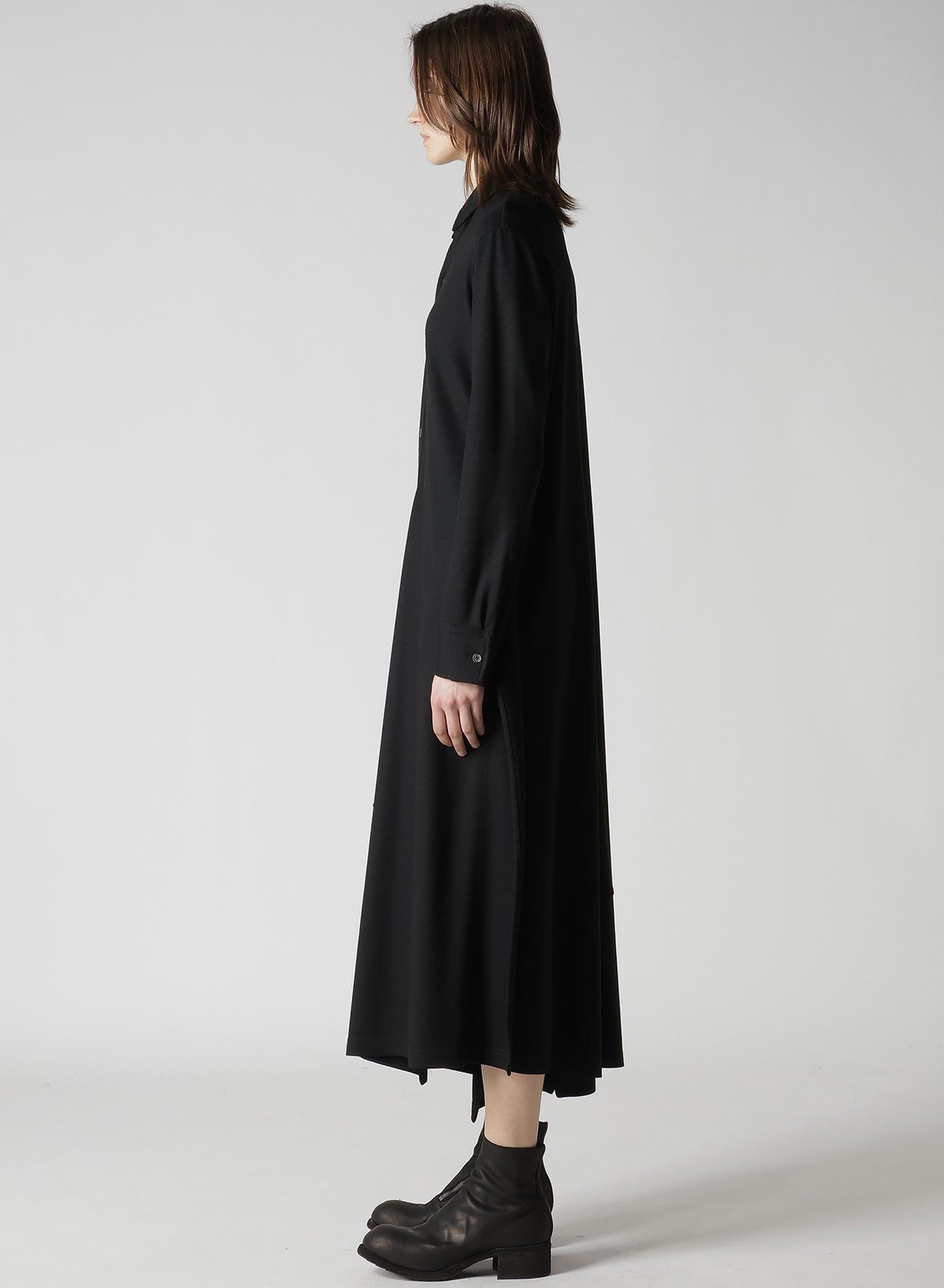 WASHABLE WOOL DRAPED SHIRT DRESS