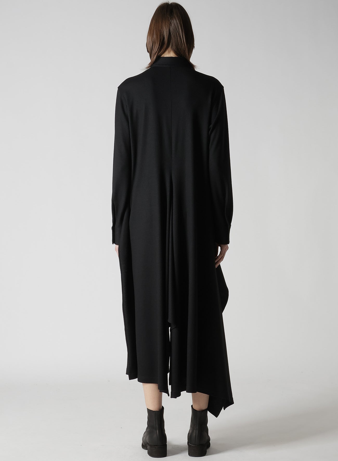 WASHABLE WOOL DRAPED SHIRT DRESS