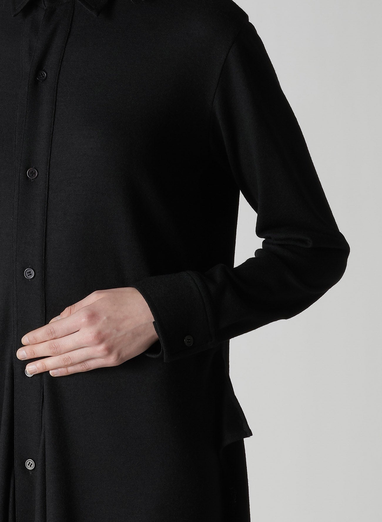 WASHABLE WOOL DRAPED SHIRT DRESS