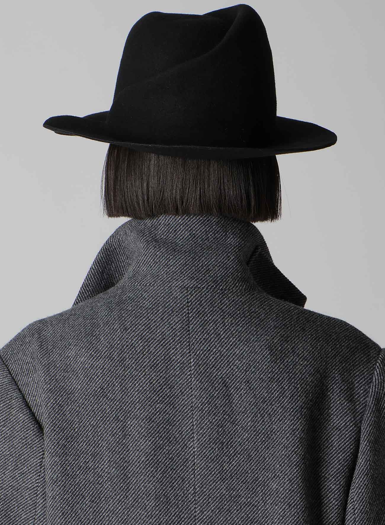HAT MATERIAL BK TUCKED FEDORA