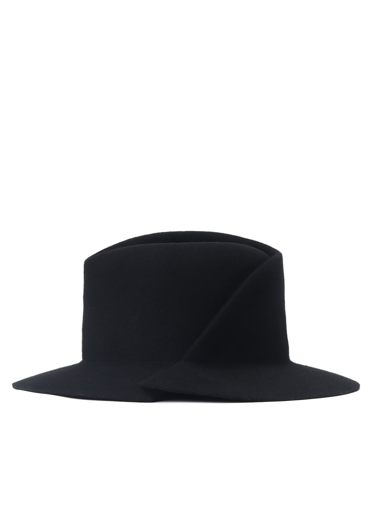 HAT MATERIAL BK TUCKED FEDORA