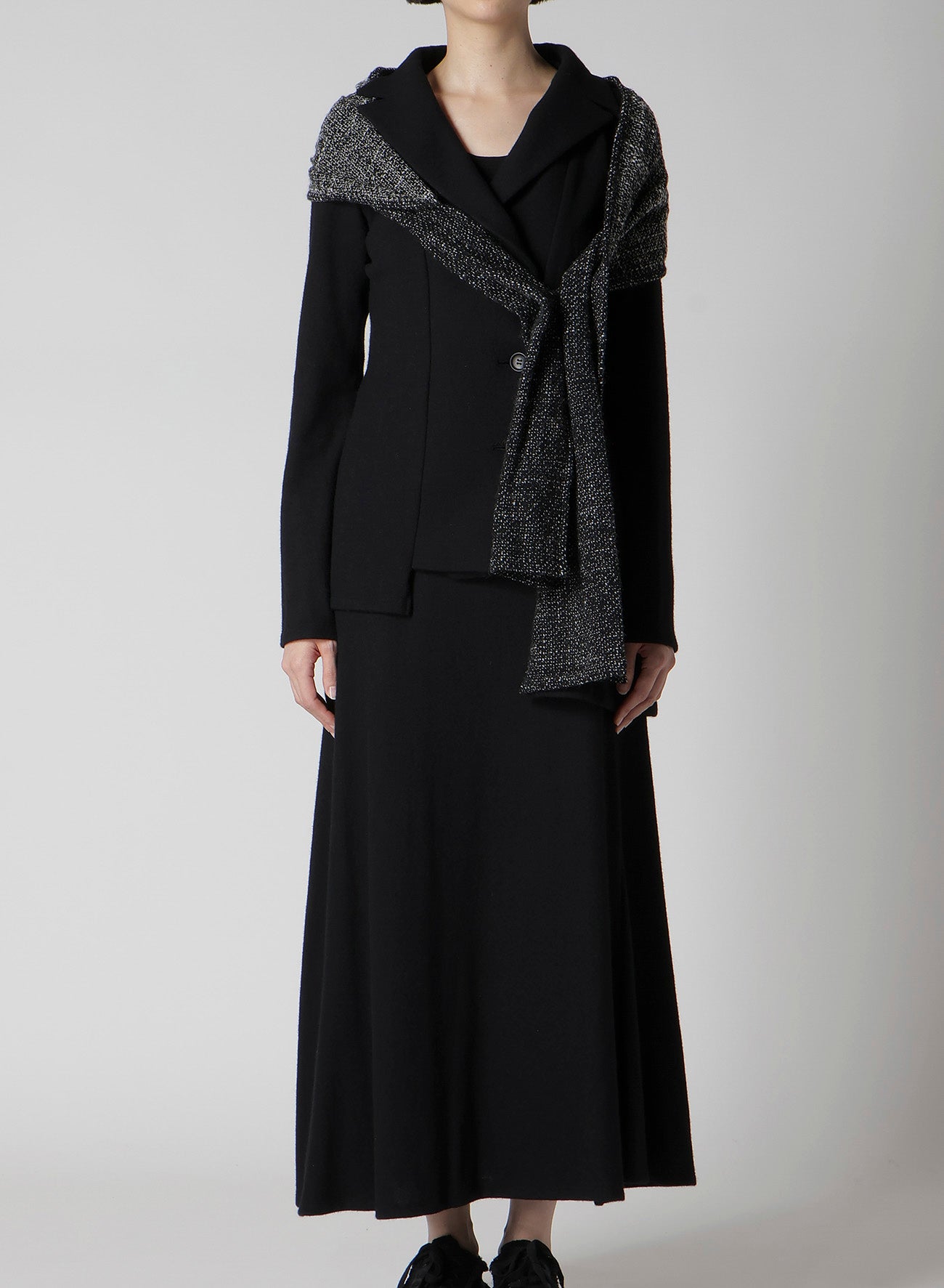 SOFT WOLLEN 1/14 FABRIC COMBI O COLLAR JACKET