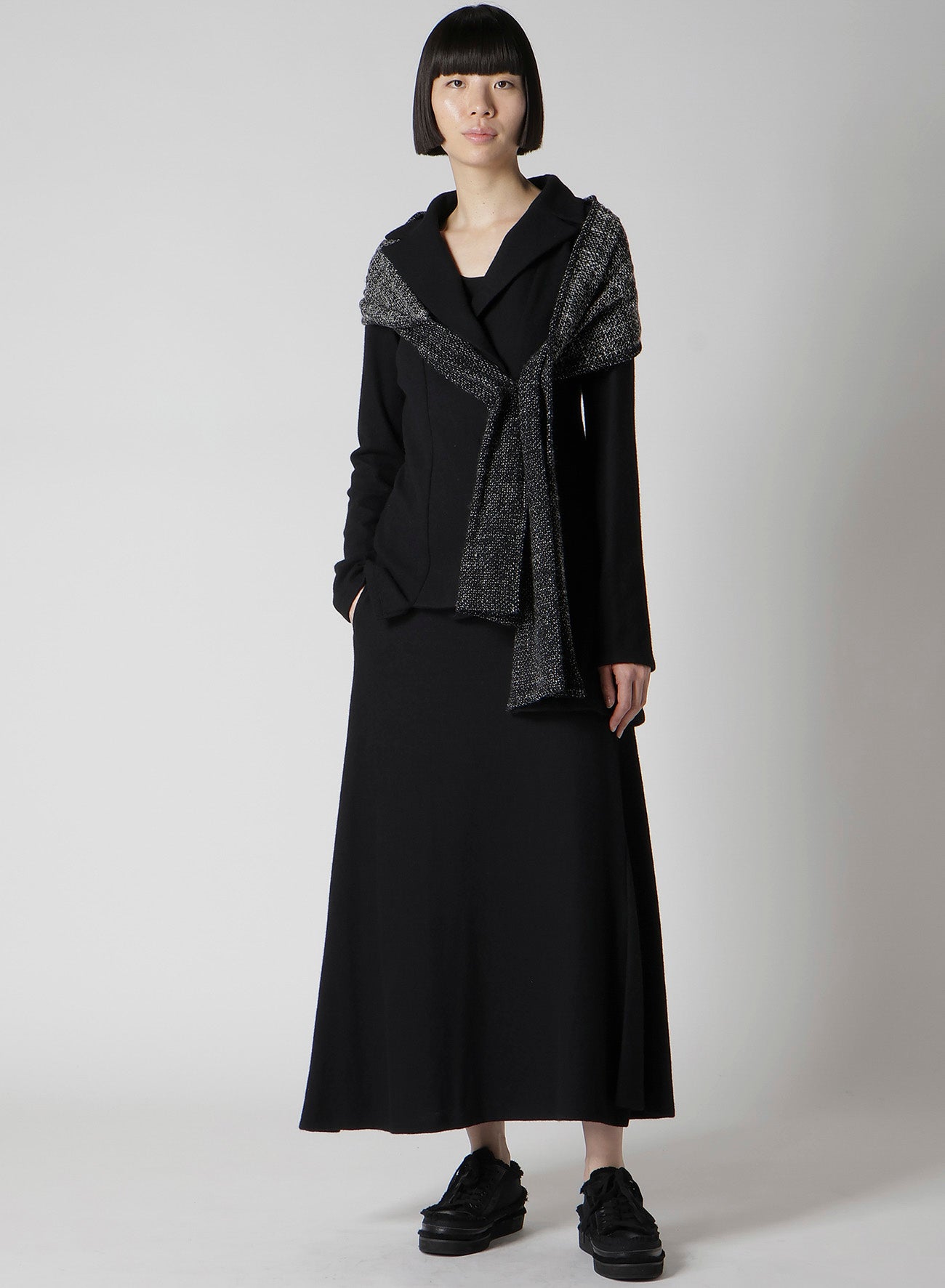 SOFT WOLLEN 1/14 FABRIC COMBI O COLLAR JACKET