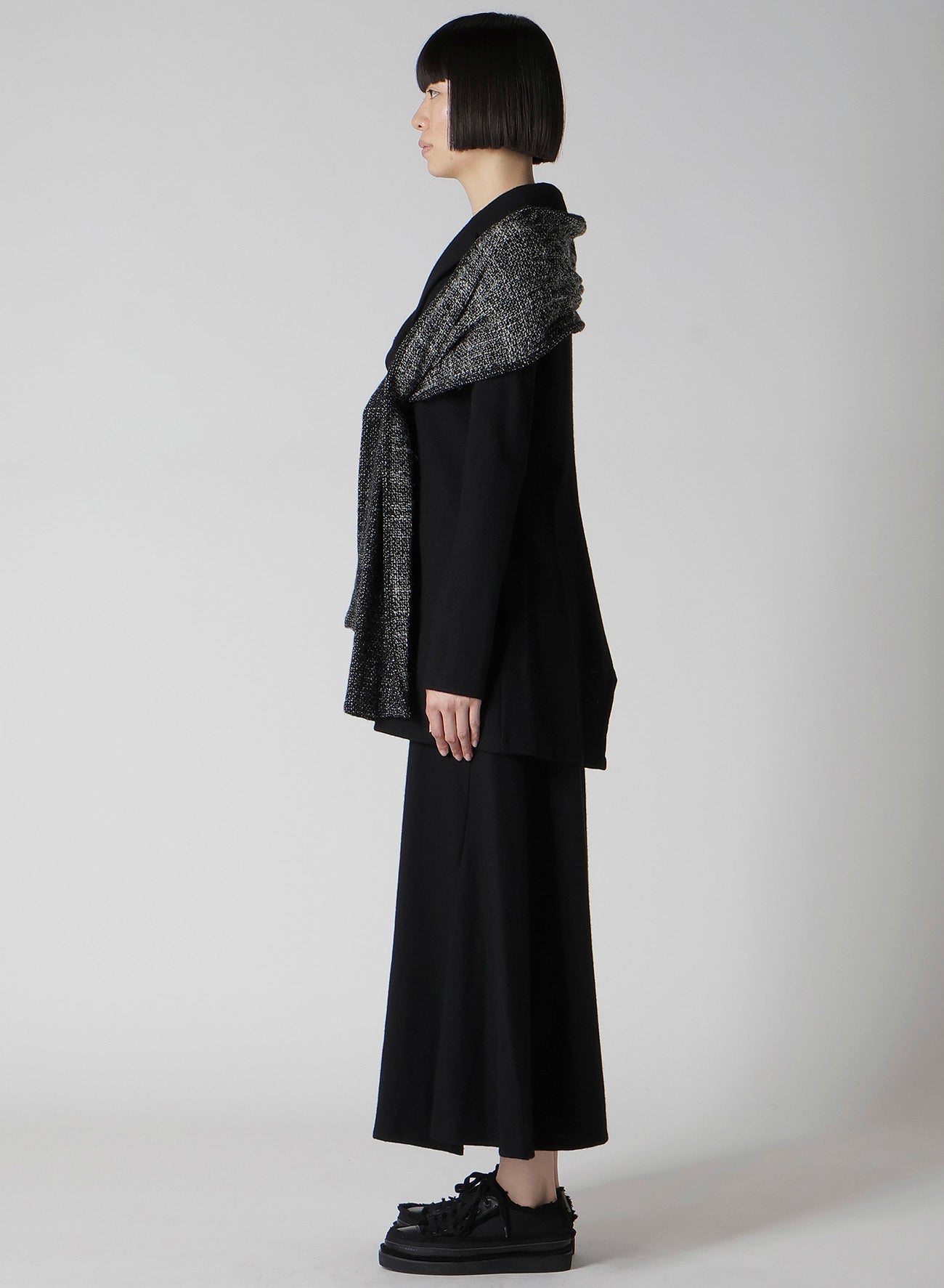 SOFT WOLLEN 1/14 FABRIC COMBI O COLLAR JACKET
