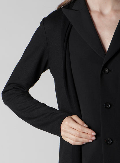 WASHABLE WOOL FABRIC COMBI LONG JACKET