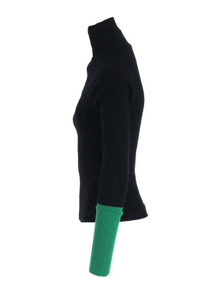 RIB COLOR COMBI HIGH NECK ZIP CD