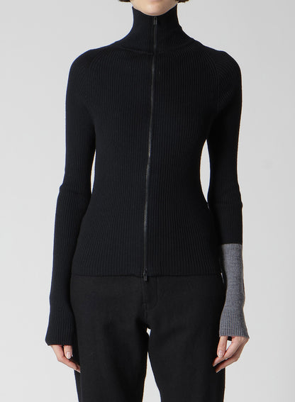 RIB COLOR COMBI HIGH NECK ZIP CD