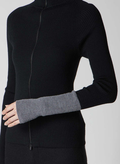 RIB COLOR COMBI HIGH NECK ZIP CD