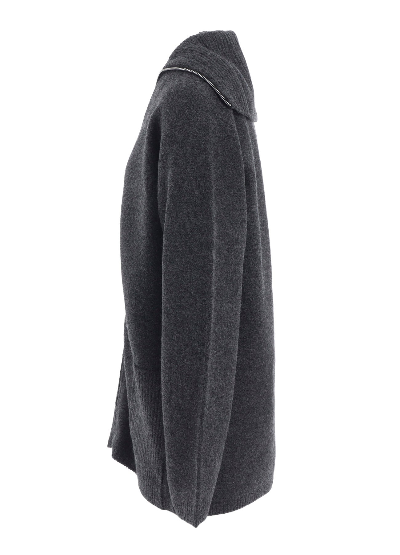 5G3P PLAIN STITCH 1x1 RIB BIG HIGH NECK ZIP CARDIGAN