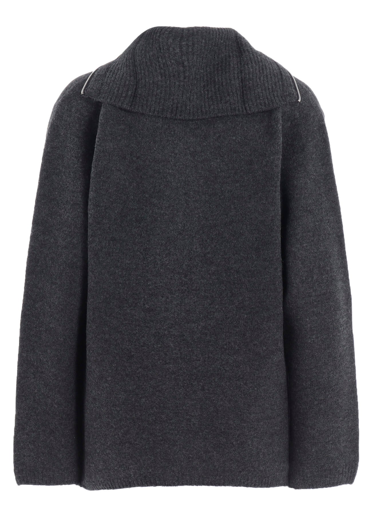 5G3P PLAIN STITCH 1x1 RIB BIG HIGH NECK ZIP CARDIGAN