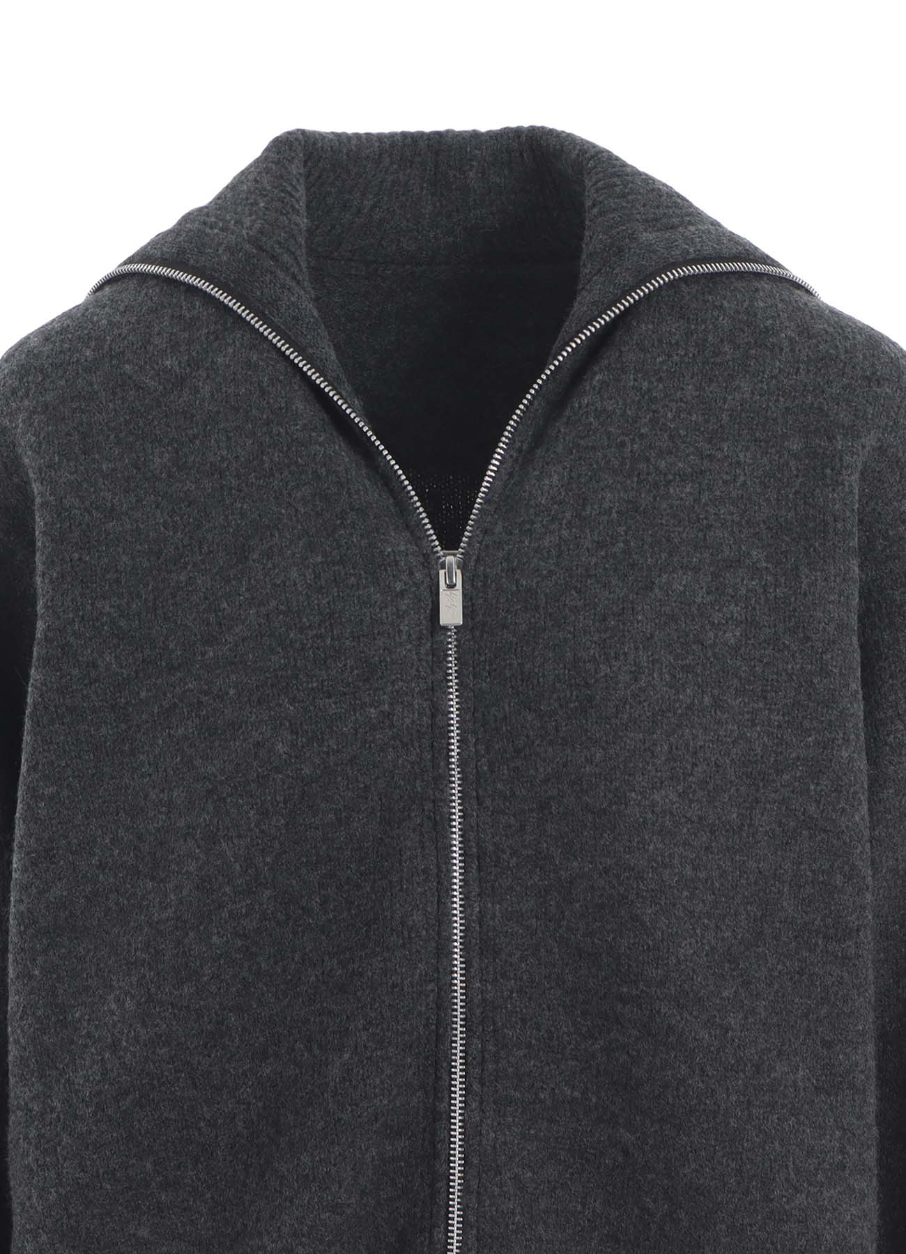 5G3P PLAIN STITCH 1x1 RIB BIG HIGH NECK ZIP CARDIGAN