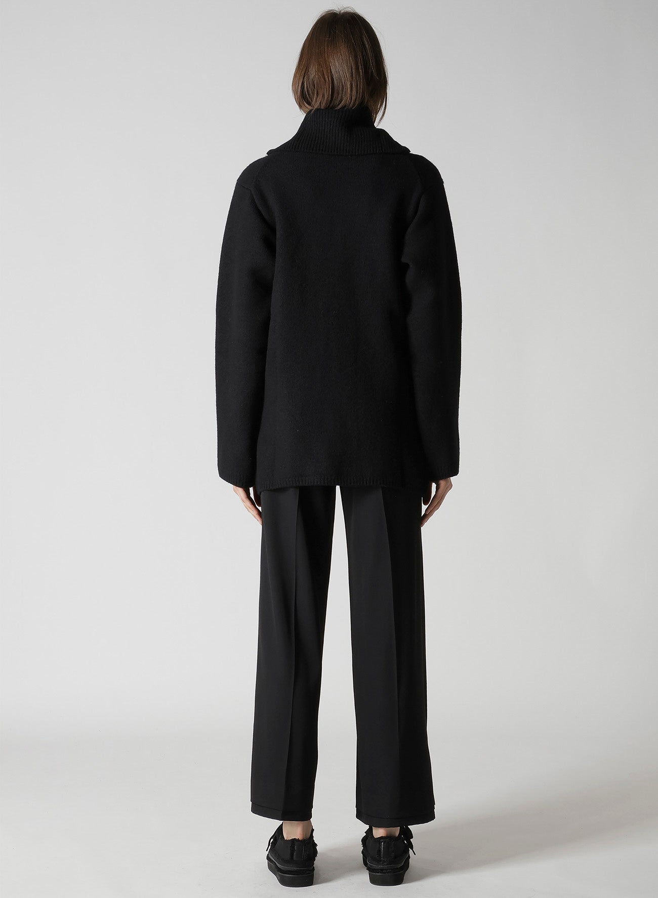 5G3P PLAIN STITCH 1x1 RIB BIG HIGH NECK ZIP CARDIGAN