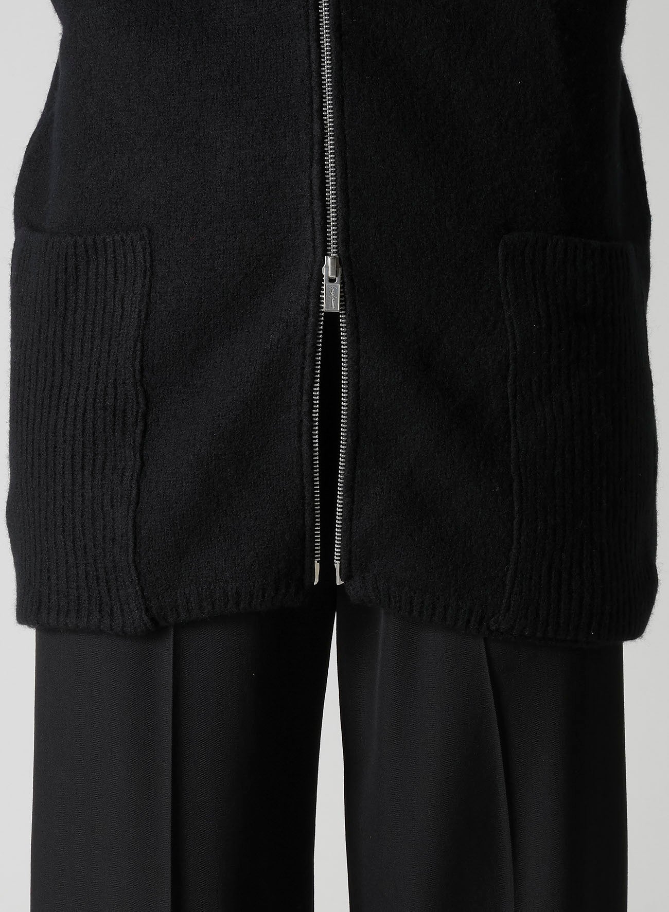 5G3P PLAIN STITCH 1x1 RIB BIG HIGH NECK ZIP CARDIGAN