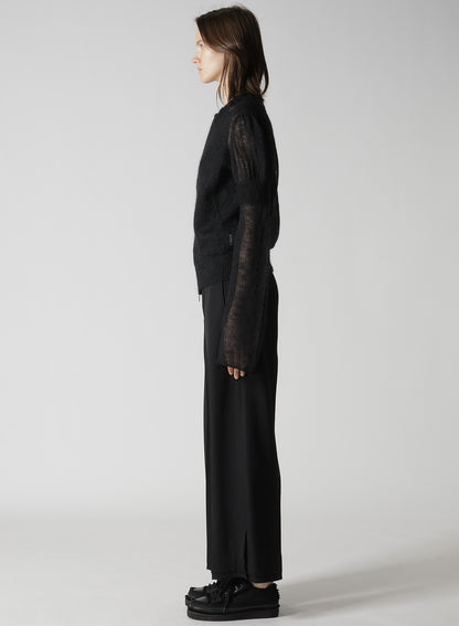 PLAIN STITCH RIB PUFFED SLEEVES CARDIGAN