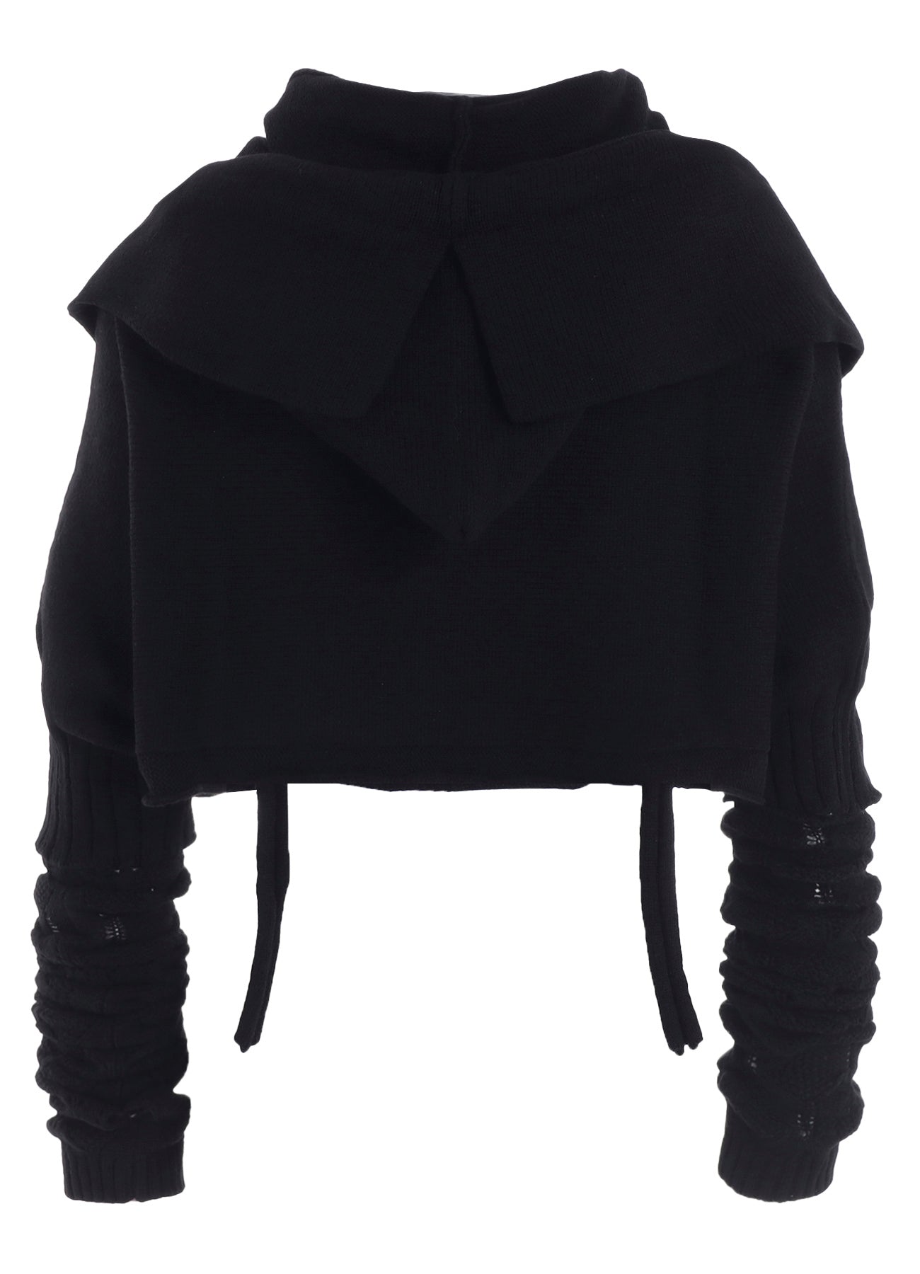7G PLAIN STITCH LINKS CROPPED HOODIE PO W/ARM WARMERS