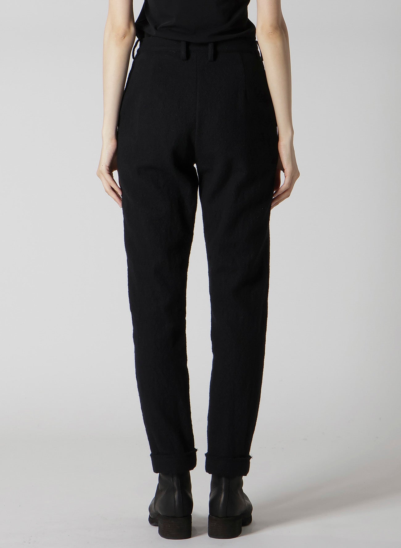 SHRINKED WOOL SERGE CUFFED HEM PANTS