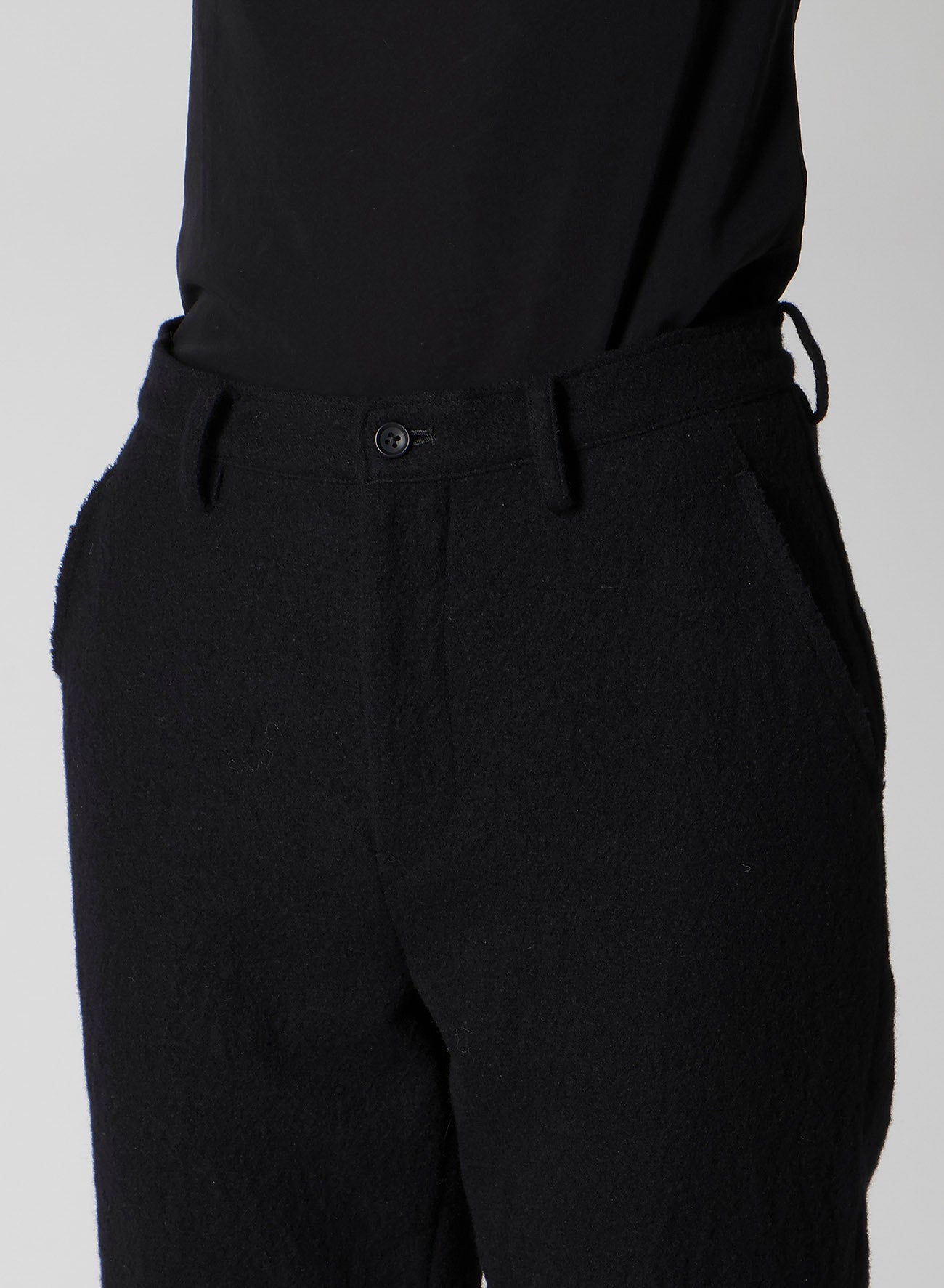 SHRINKED WOOL SERGE CUFFED HEM PANTS