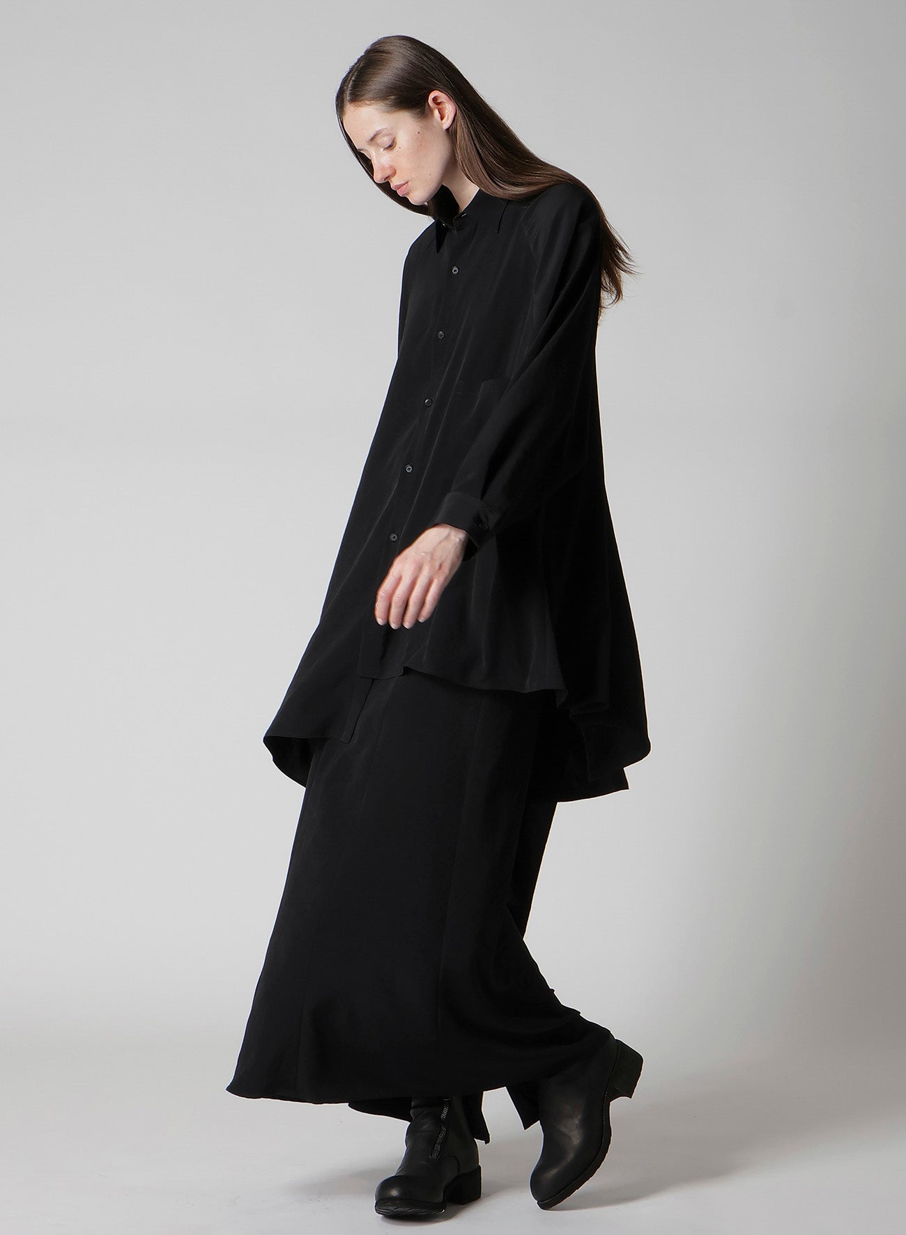 TA/PE CREPE DE CHINE B DRAPED HIGH WAIST SKIRT