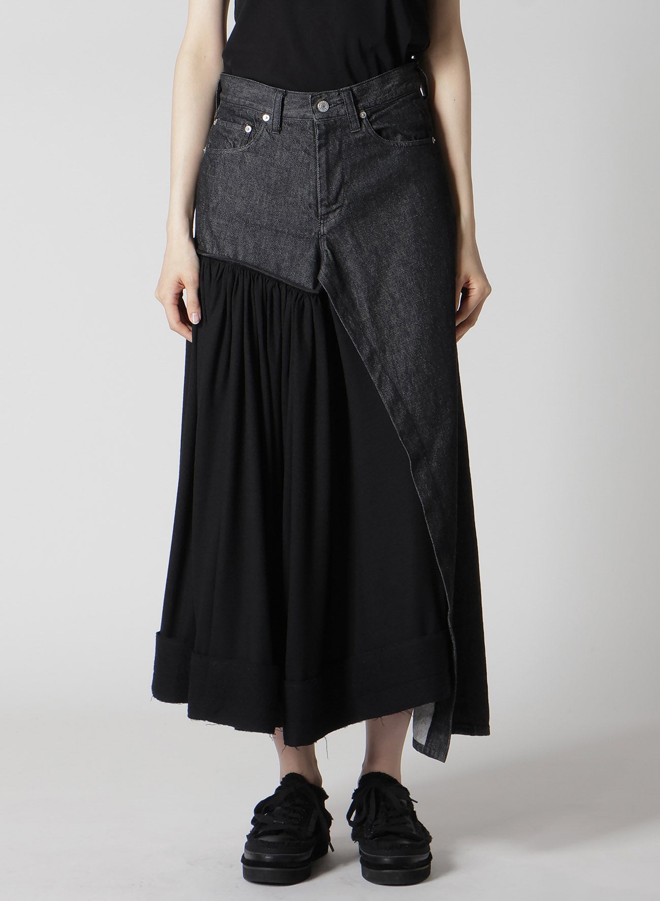 11.5OZ DENIM L CUT OFF COMBINATION SKIRT