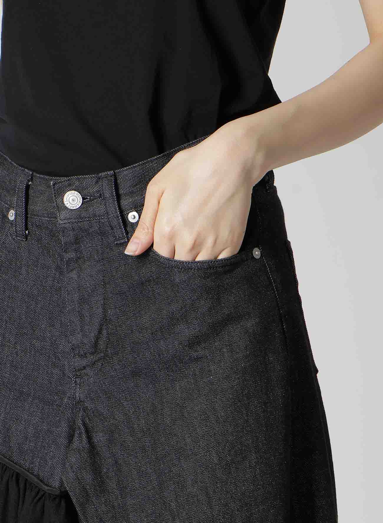 11.5OZ DENIM L CUT OFF COMBINATION SKIRT