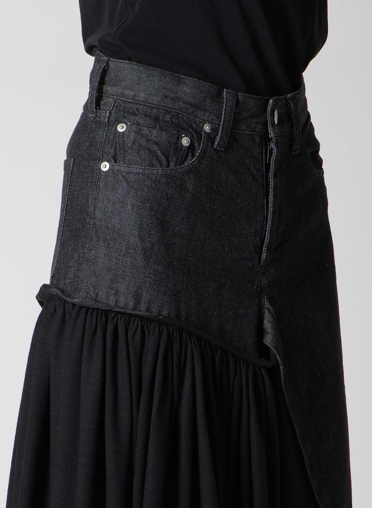 11.5OZ DENIM L CUT OFF COMBINATION SKIRT
