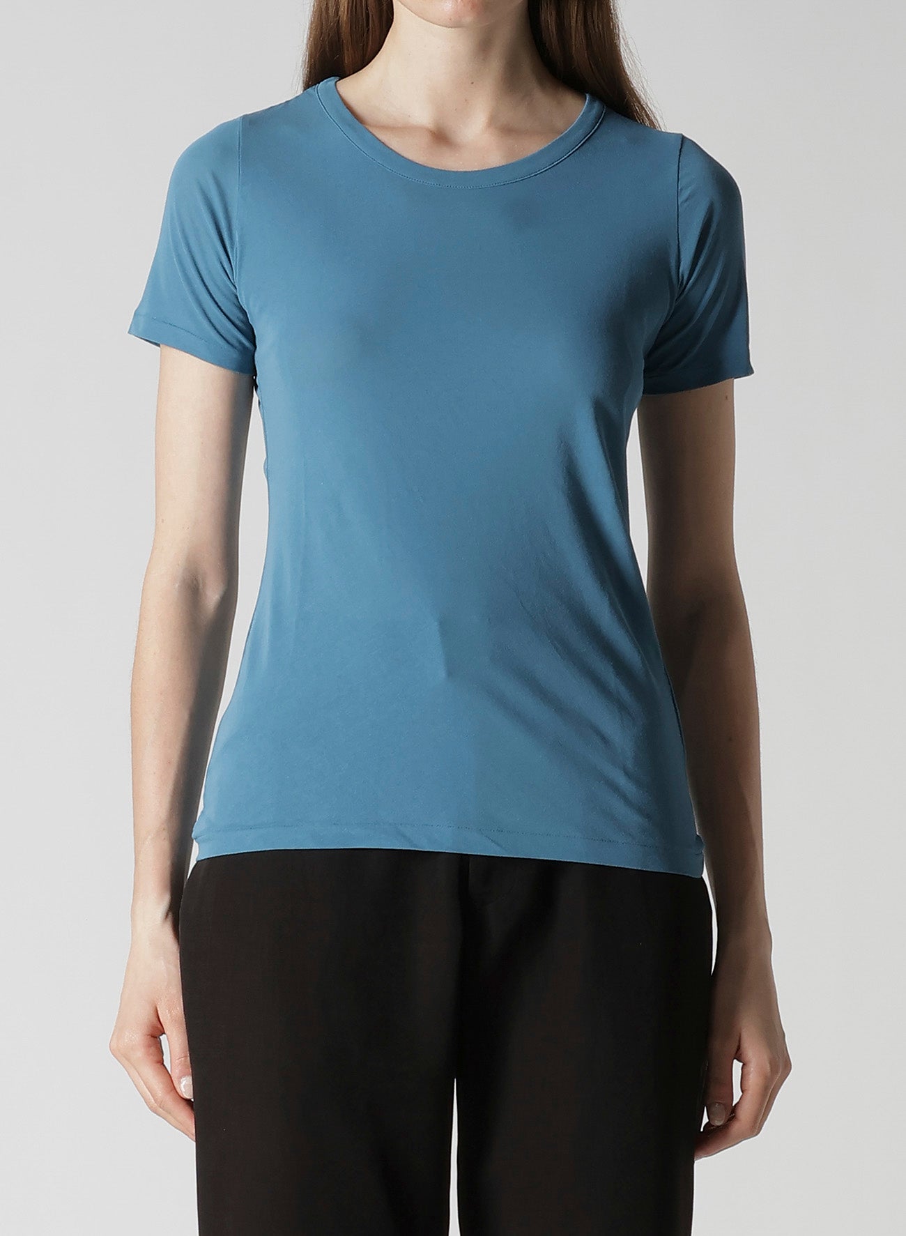 HIGH TWISTED JERSEY SHORT SLV ROUND NECK T