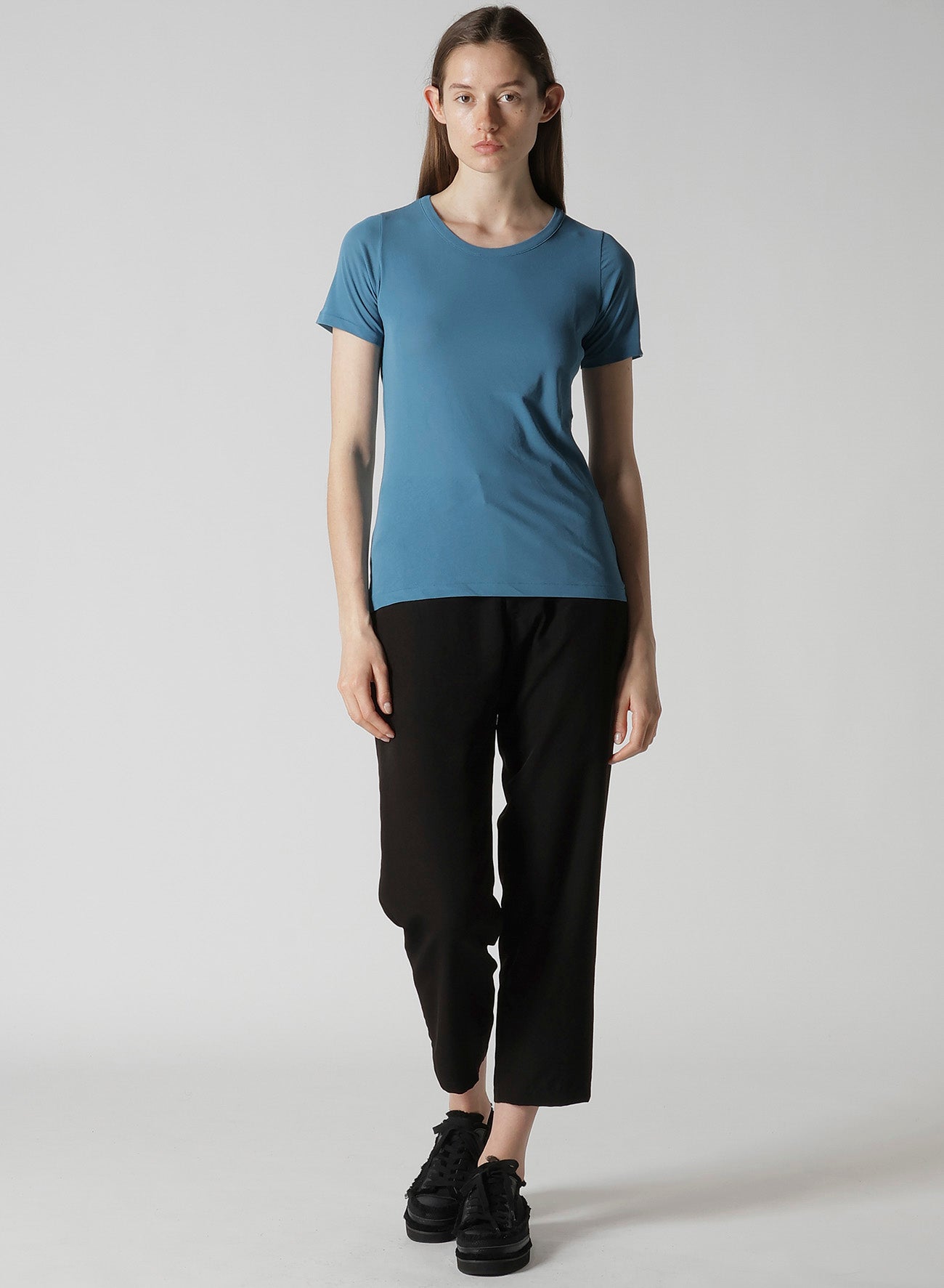 HIGH TWISTED JERSEY SHORT SLV ROUND NECK T