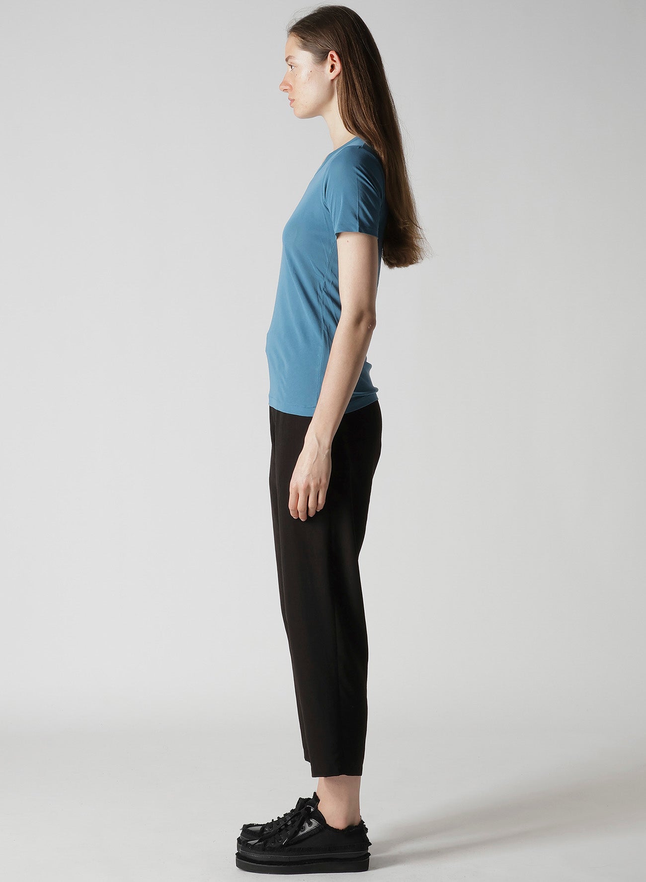 HIGH TWISTED JERSEY SHORT SLV ROUND NECK T