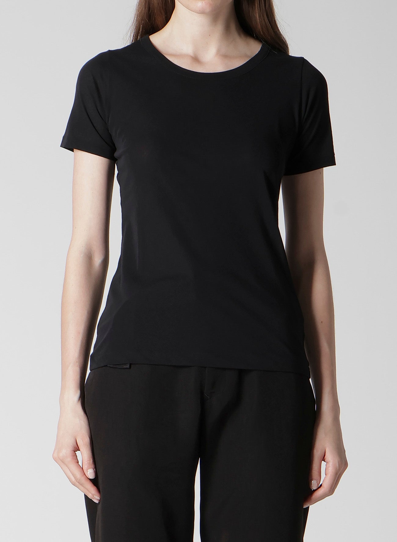 HIGH TWISTED JERSEY SHORT SLV ROUND NECK T