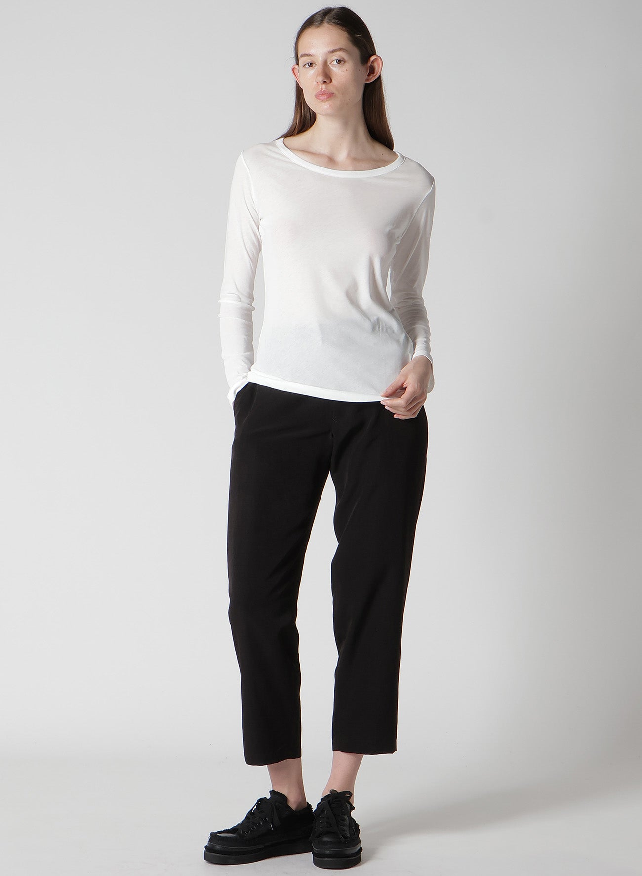HIGH TWISTED JERSEY LONG SLV ROUND NECK T
