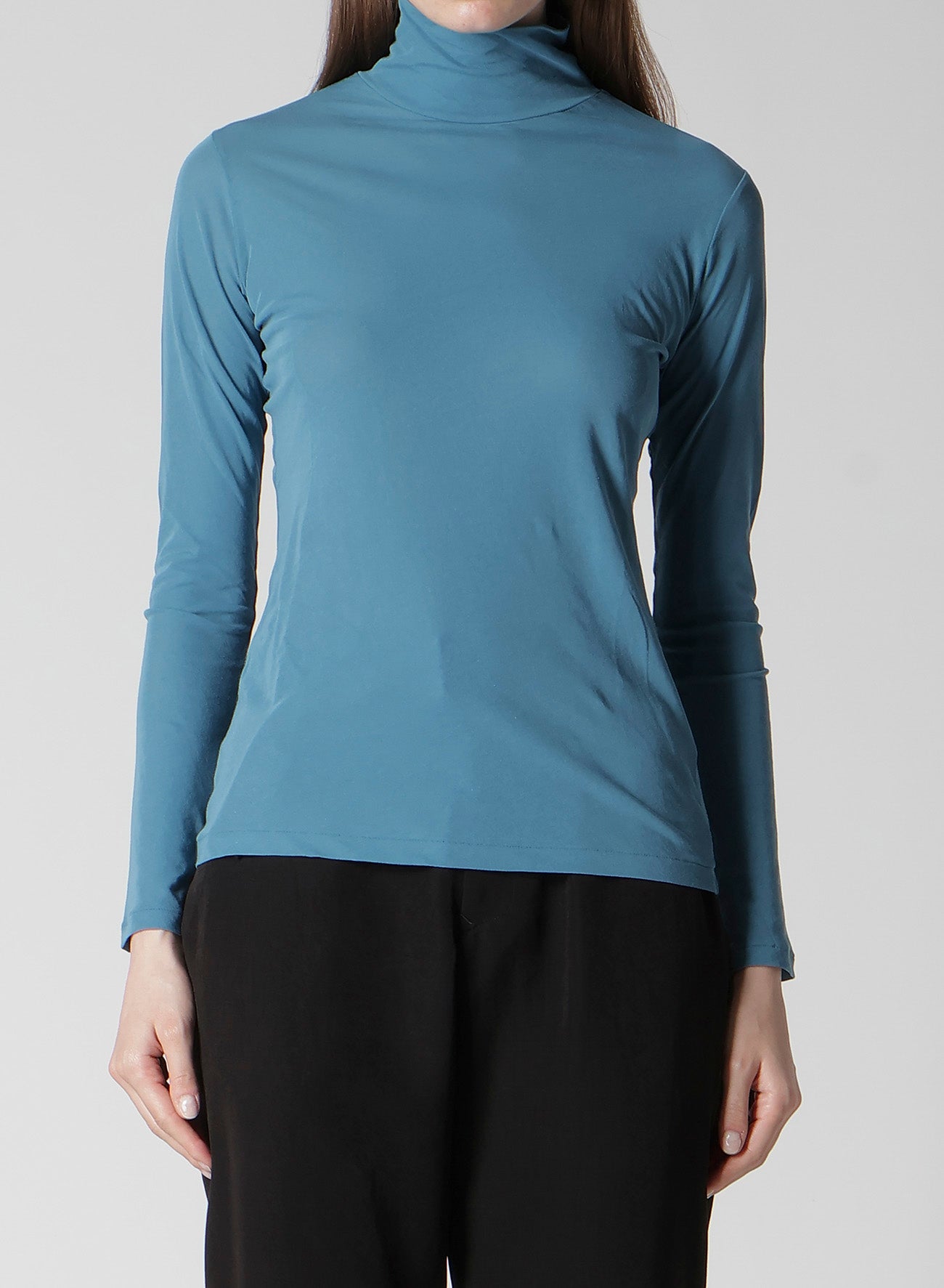 HIGH TWISTED JERSEY LONG SLV TURTLE NECK PO