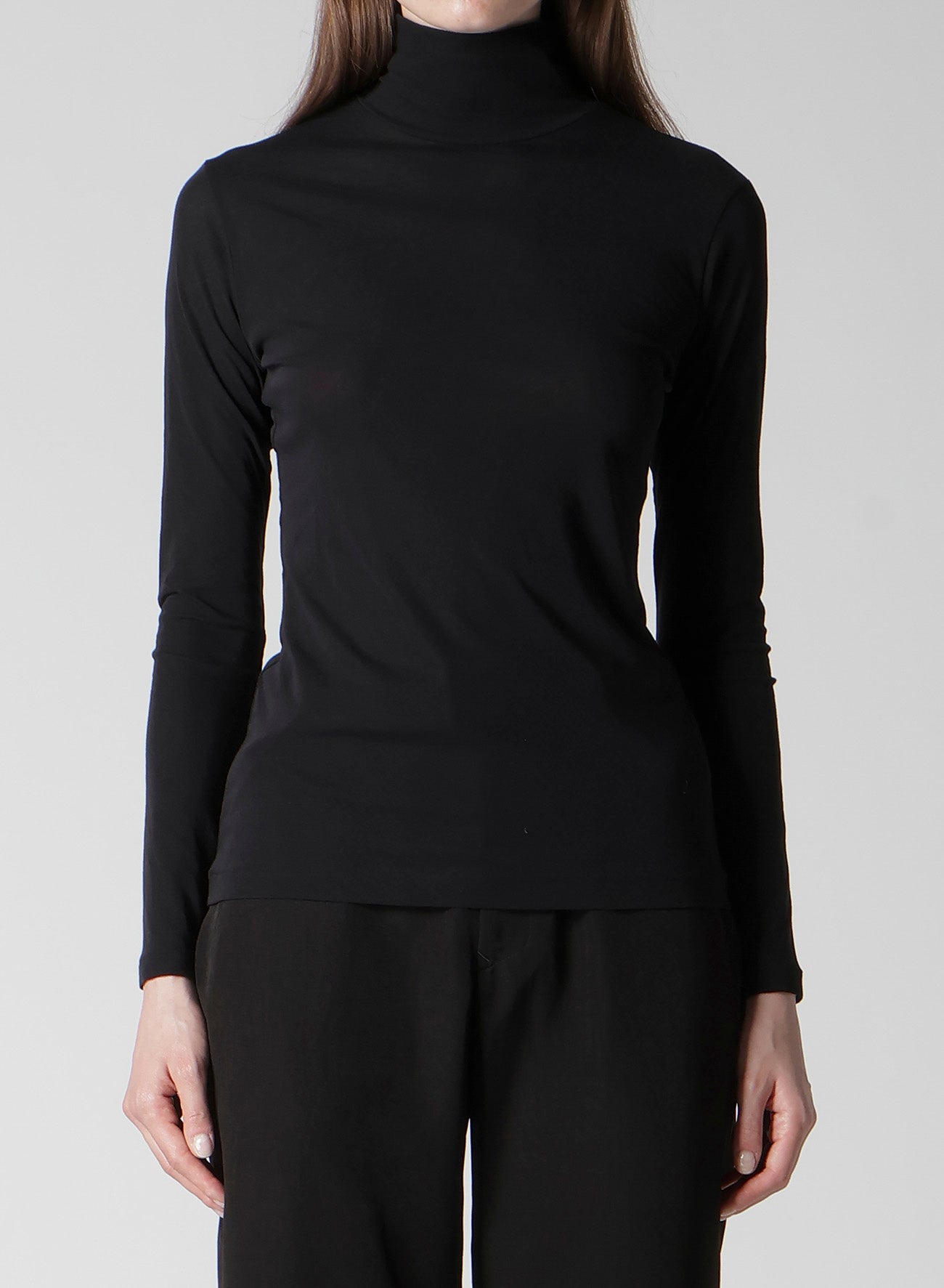 HIGH TWISTED JERSEY LONG SLV TURTLE NECK PO
