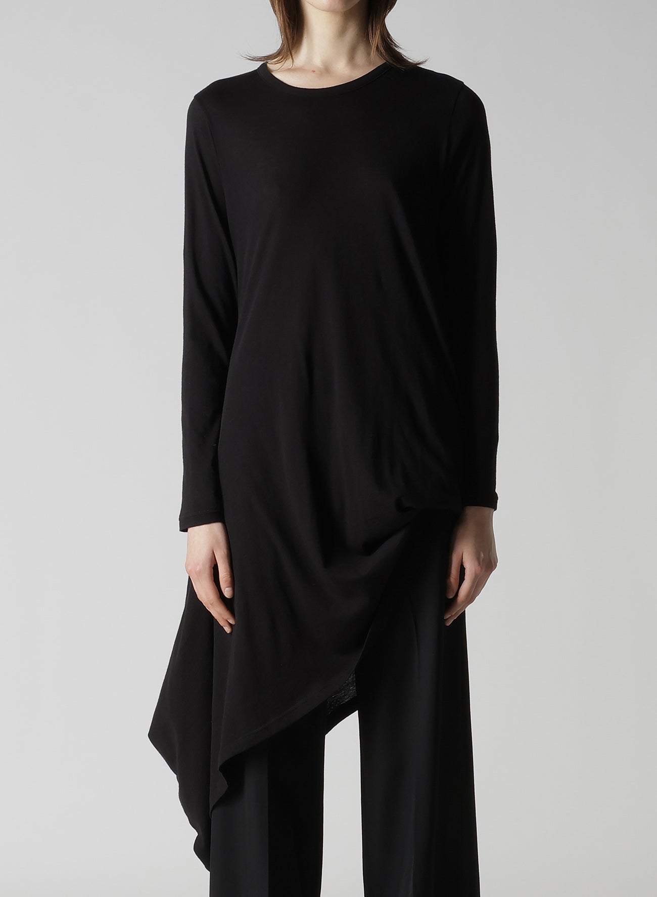 C ANGORA CASHMERE SINGLE JERSEY R DRAPED ROUND NECK PO