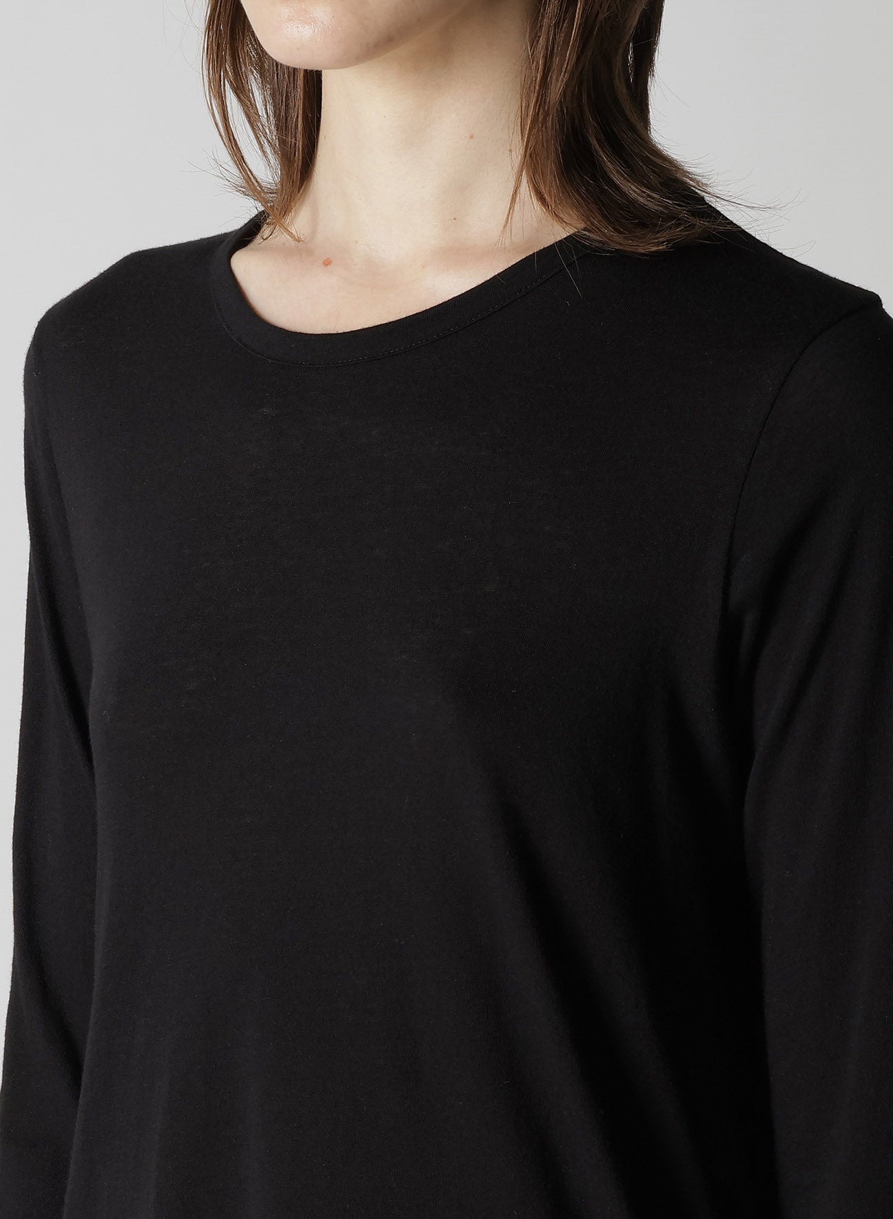 C ANGORA CASHMERE SINGLE JERSEY R DRAPED ROUND NECK PO