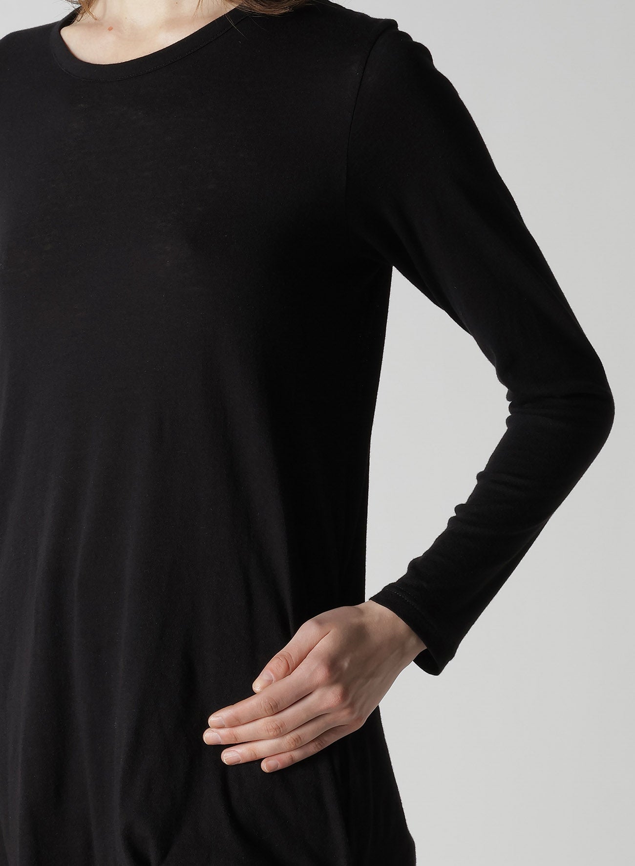 C ANGORA CASHMERE SINGLE JERSEY R DRAPED ROUND NECK PO