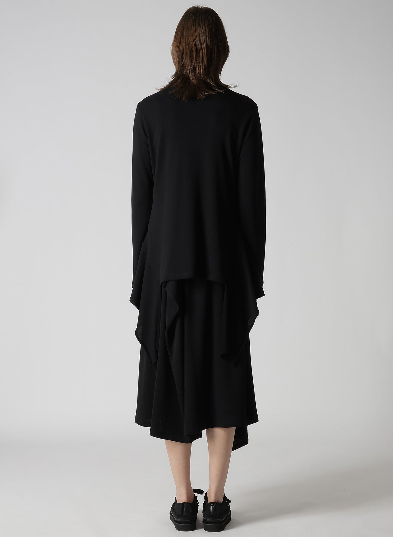 HIGH TWISTED GAUZE TERRY SIDE DRAPED ZIP CARDIGAN