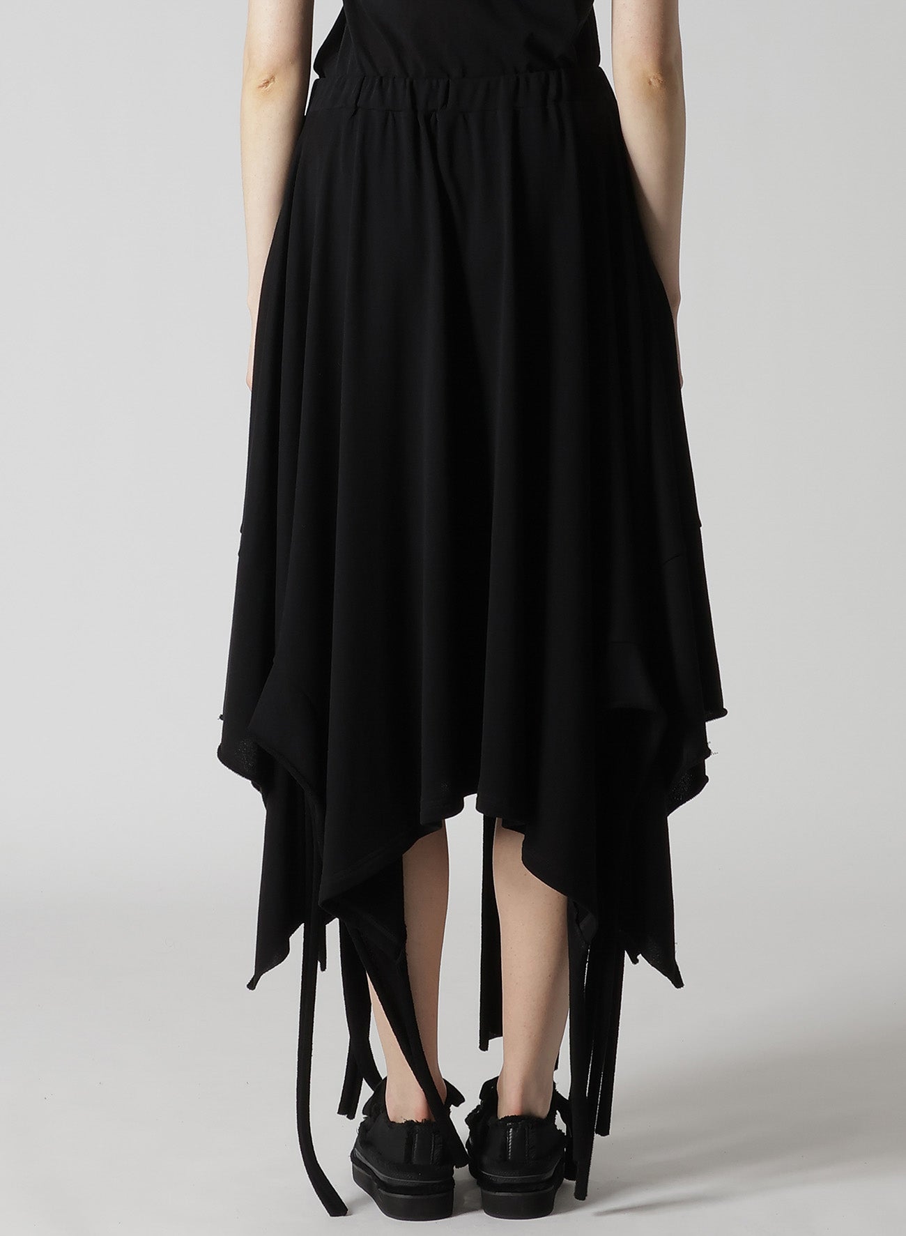 HIGH TWISTED GAUZE TERRY DRAPED HEM SKIRT