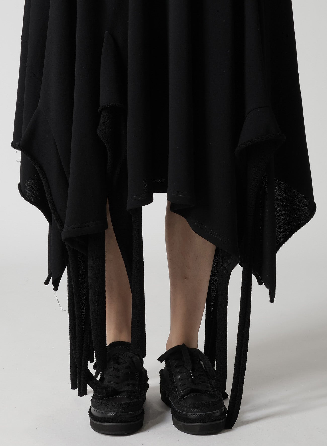 HIGH TWISTED GAUZE TERRY DRAPED HEM SKIRT