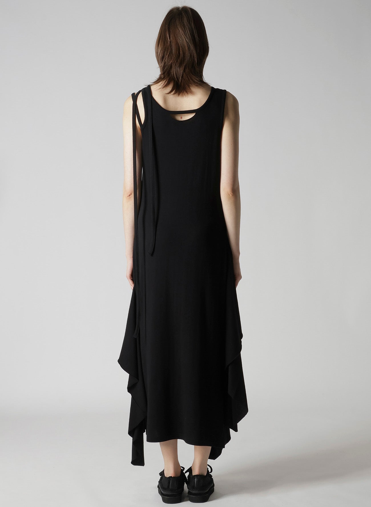 COTTON YAK SINGLE JERSEY SIDE DRAPED STRAP DRESS