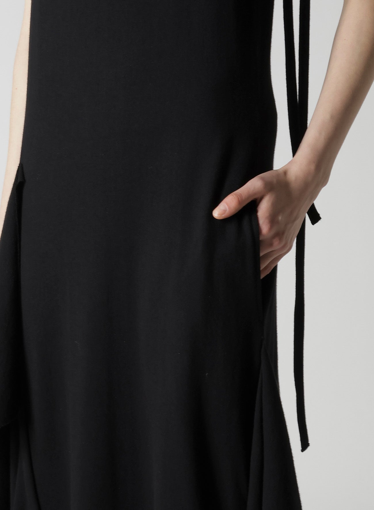 COTTON YAK SINGLE JERSEY SIDE DRAPED STRAP DRESS
