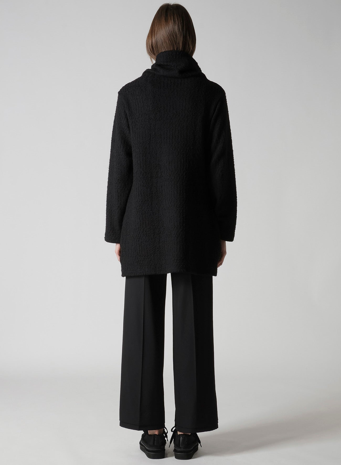 CRUSHED GLEN CHECK HIGH NECK CARDIGAN