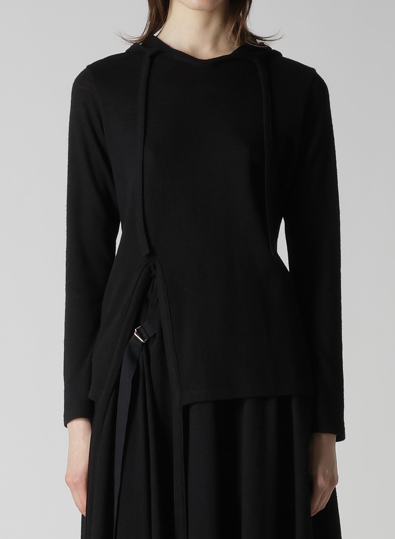 WOOL LIGHT MILLING SINGLE STRAP HOODIE PO