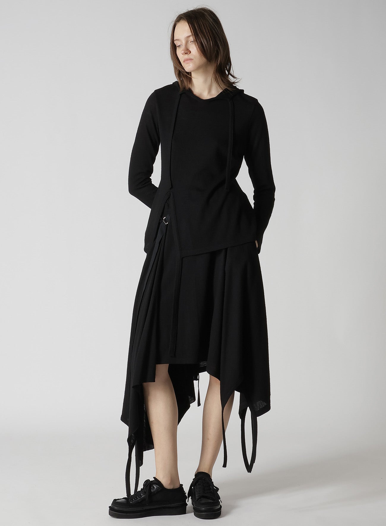 WOOL LIGHT MILLING SINGLE STRAP HOODIE PO